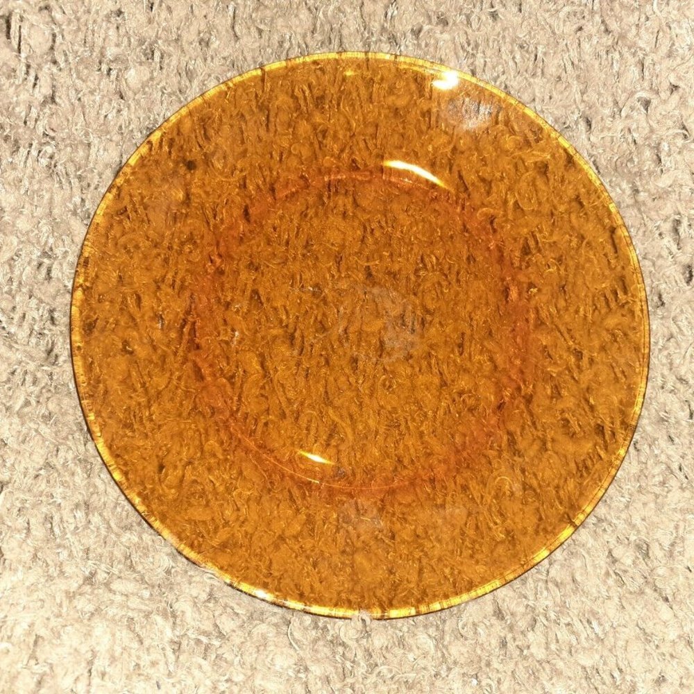 3 X Vintage DURALEX-Vereco France Amber Glass Bread Plate 7 3/8" Diameter-EX